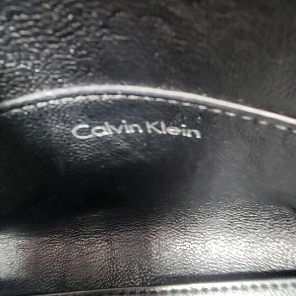 Calvin Klein Classic Work Travel Gray & Black  Leather Tote Bag With Pouch Set - Picture 10 of 16